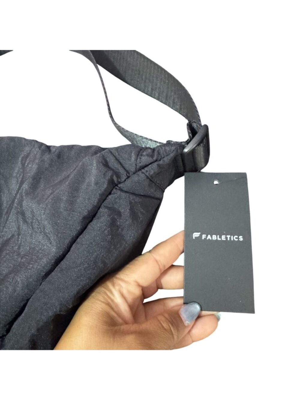 NWT Fabletics Black Nylon Puffer Belt Bag Crossbody Adjustable Strap OS - Picture 5 of 7
